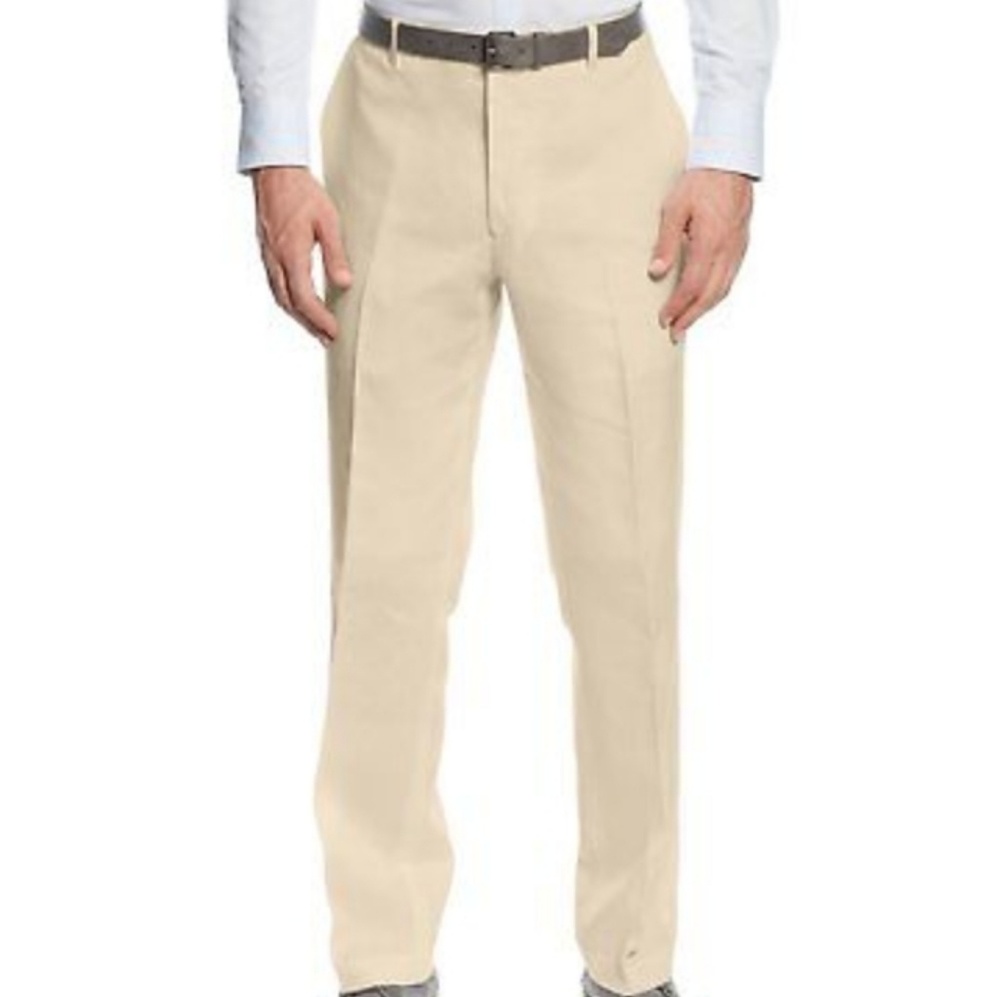 INC International Concepts Regular Flat Fit Khaki Classic Travertine Cotton pant